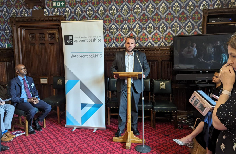 Jonathan speaking at an Apprenticeships APPG