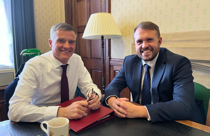 Mark Harper Transport Secretary (left) with Jonathan Gullis (right)